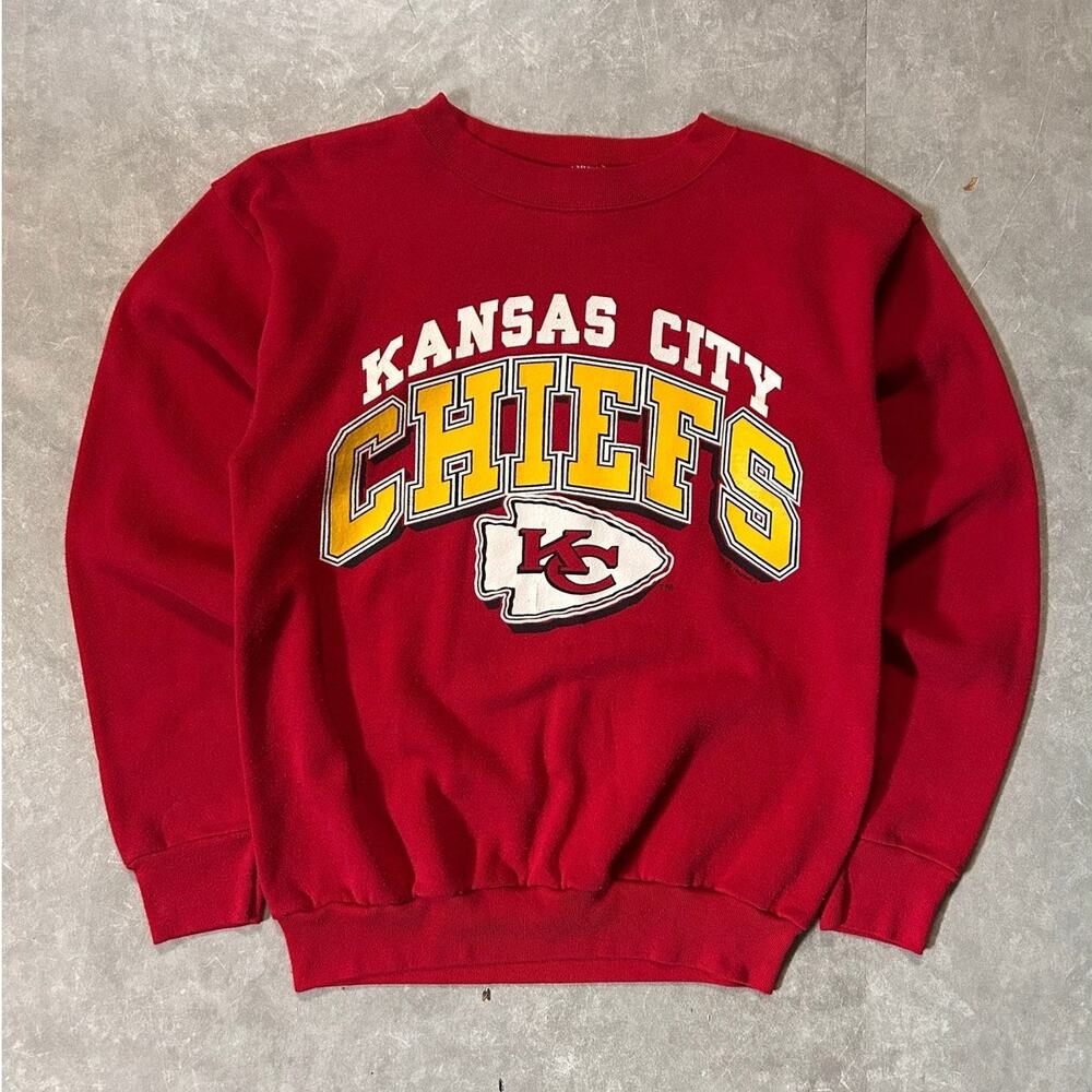 90's Vintage Kansas City Chiefs Block Letters Red Crewneck -XL